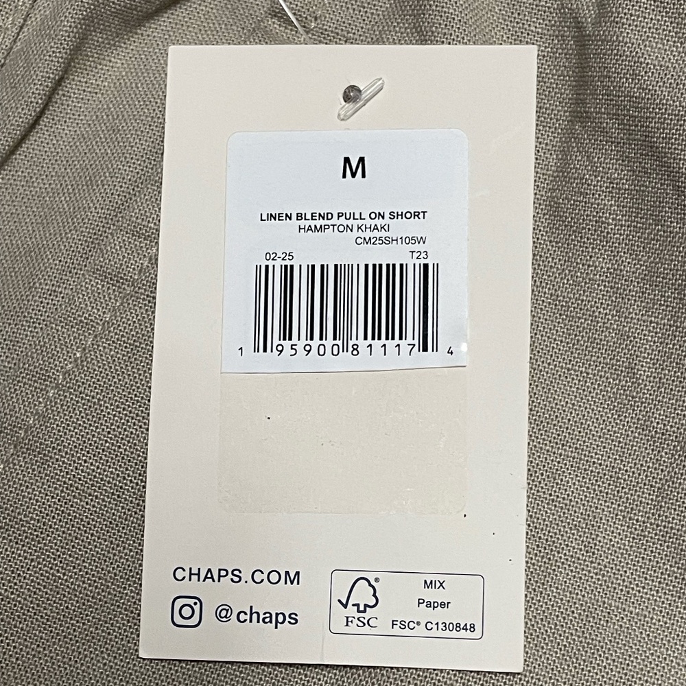 Men's Chaps 7" Khaki Pull On Shorts Adjustable Elastic Waist Size Medium NWT - Picture 7 of 10